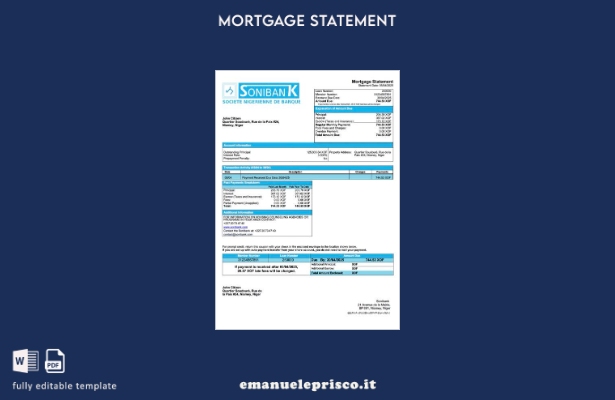 stile verificato Modello di dichiarazione dei mutui Niger Sonibank Modello Word 